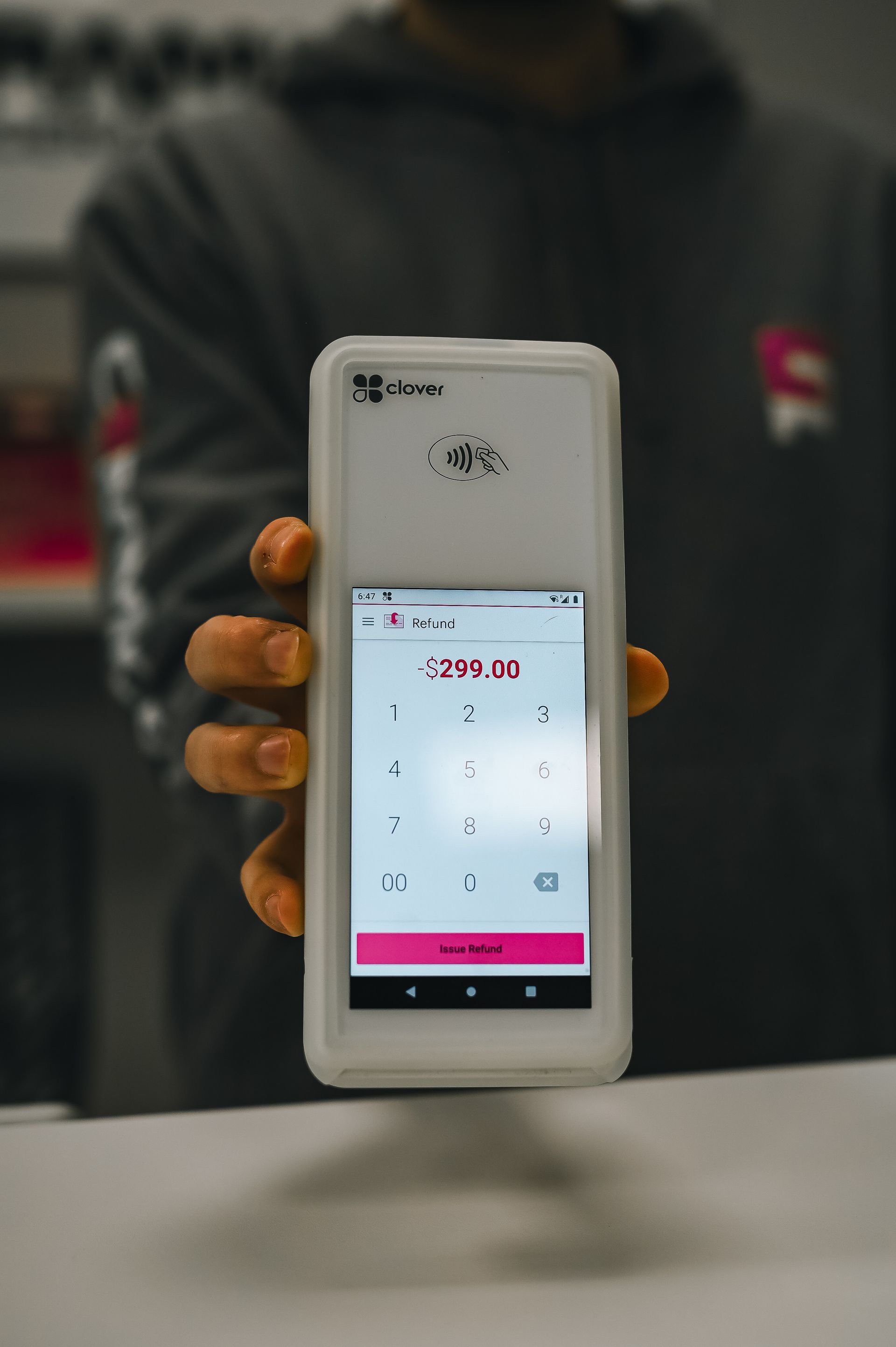 Payment terminal showing a refund